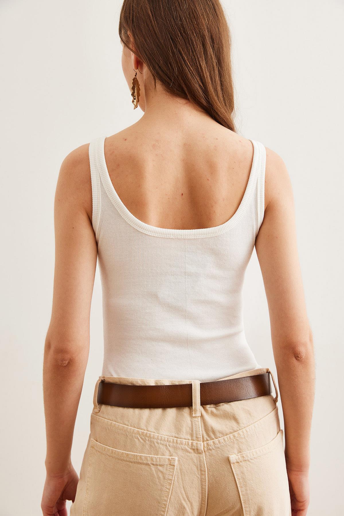 Ön Arka U Alt Çıtçıtlı Bodysuit Beyaz