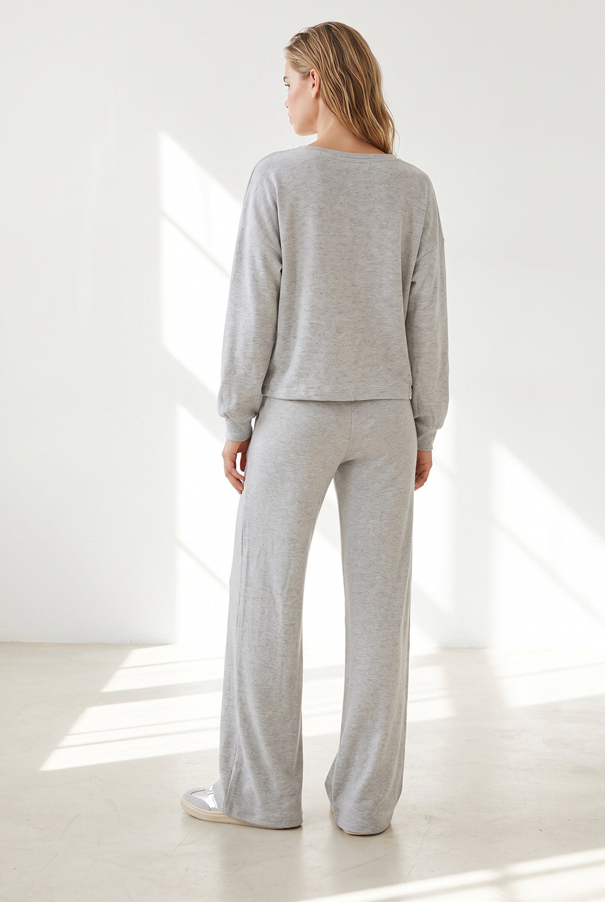 Pantolon Bluz Loose Fit Yumoş Takım Gri