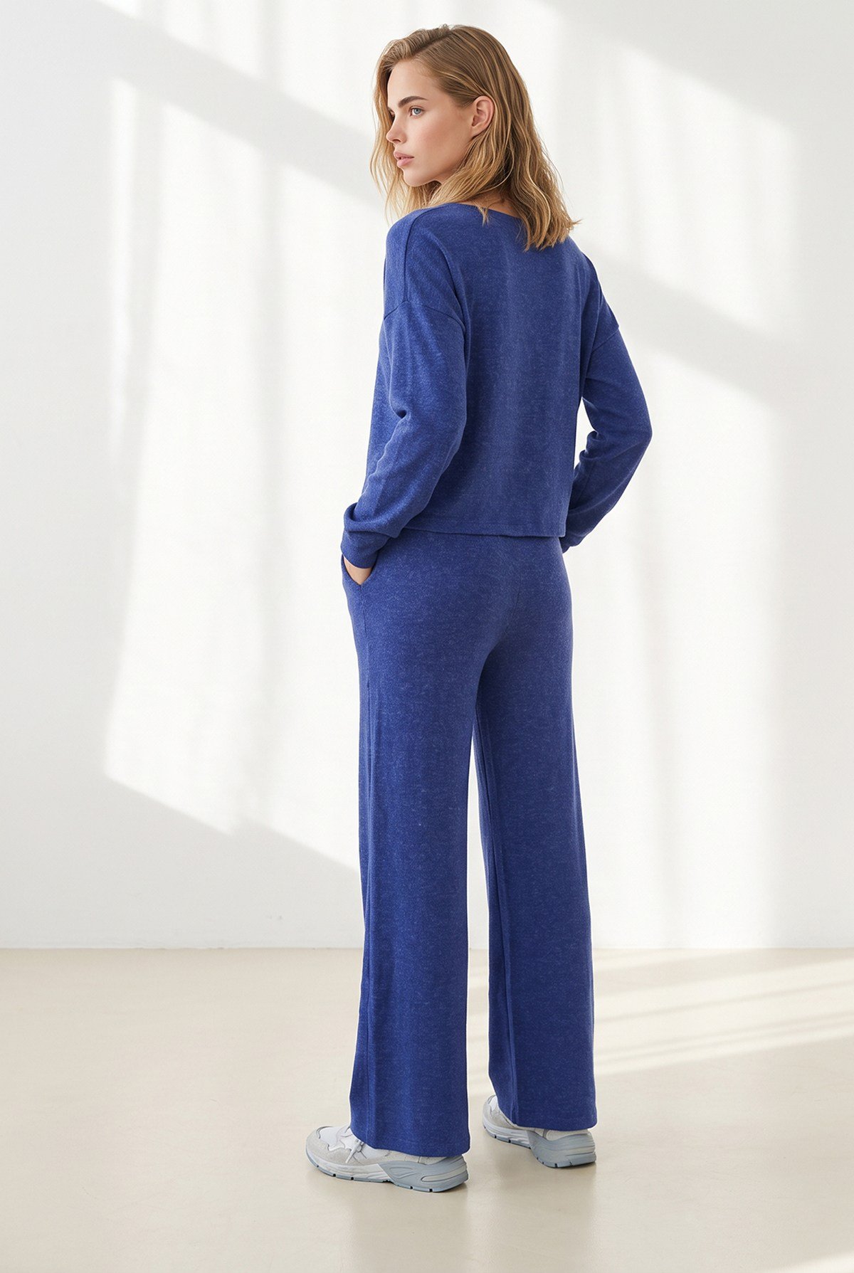 Pantolon Bluz Loose Fit Yumoş Takım Saks Mavi