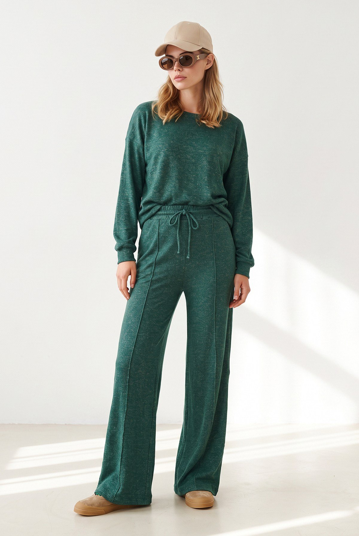 Pantolon Bluz Loose Fit Yumoş Takım Yeşil