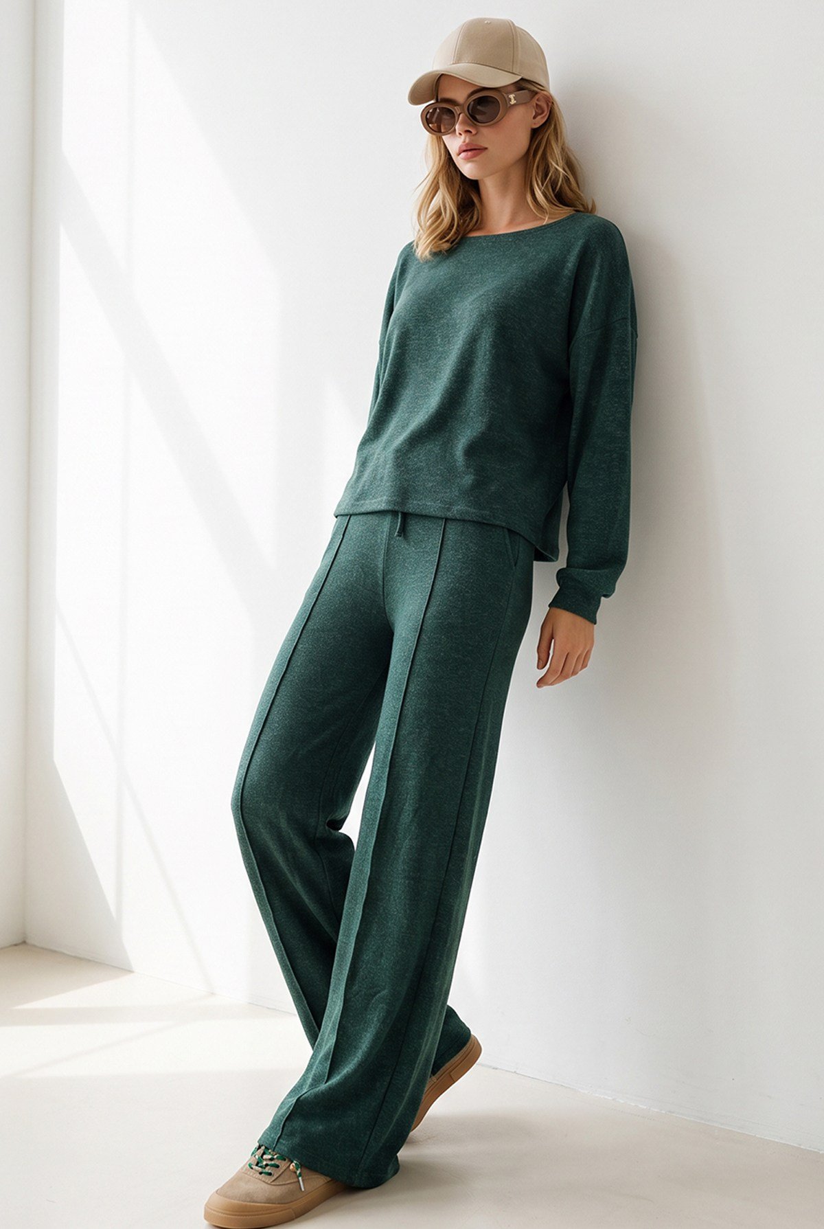 Pantolon Bluz Loose Fit Yumoş Takım Yeşil