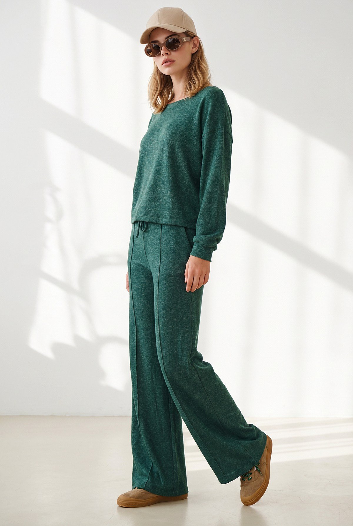 Pantolon Bluz Loose Fit Yumoş Takım Yeşil