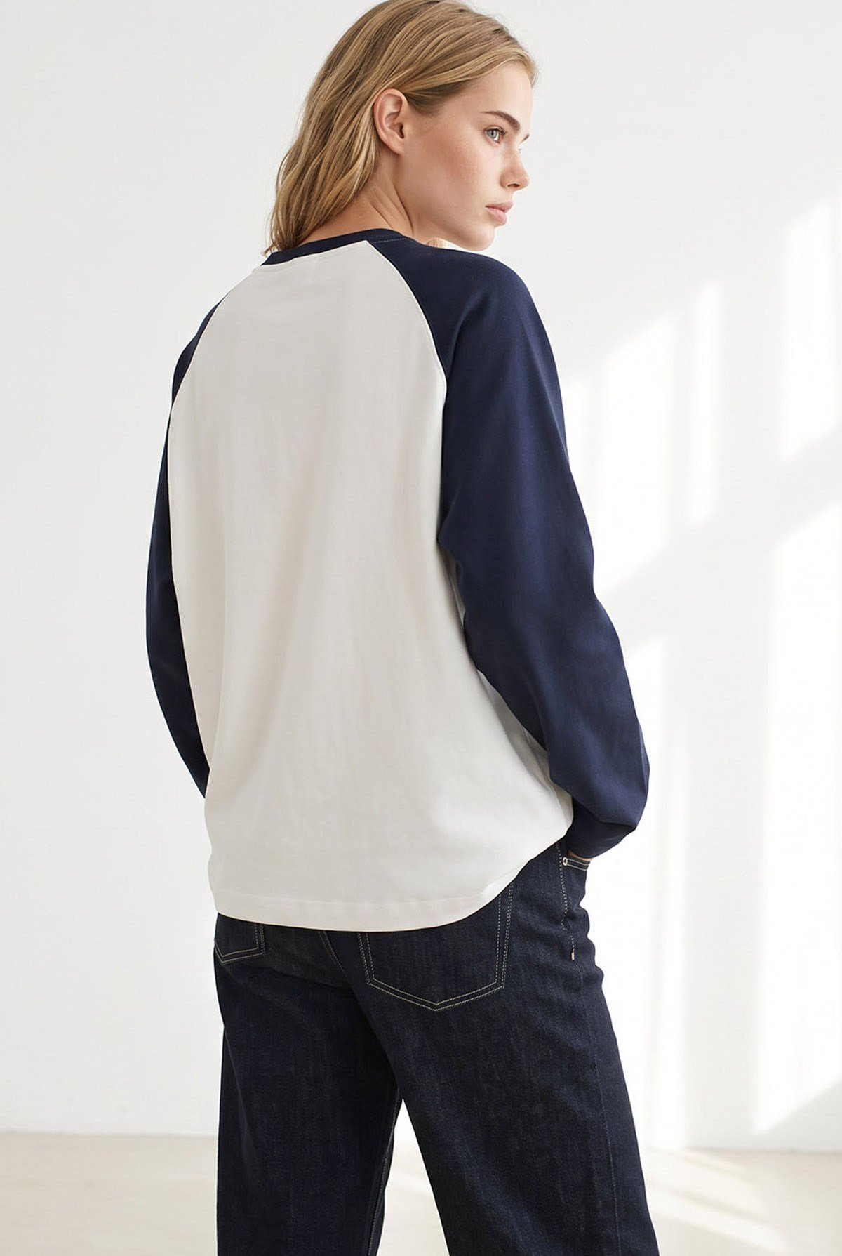 Reglan Kol Bisiklet Yaka Sweatshirt Lacivert