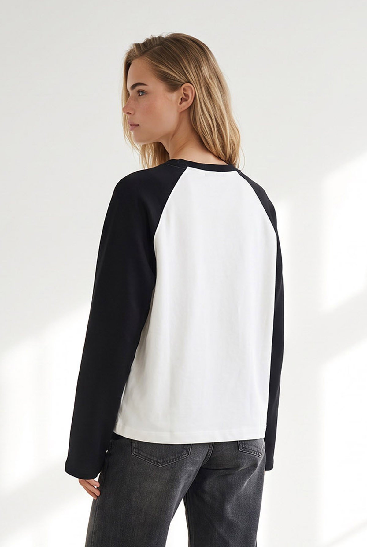 Reglan Kol Bisiklet Yaka Sweatshirt Siyah