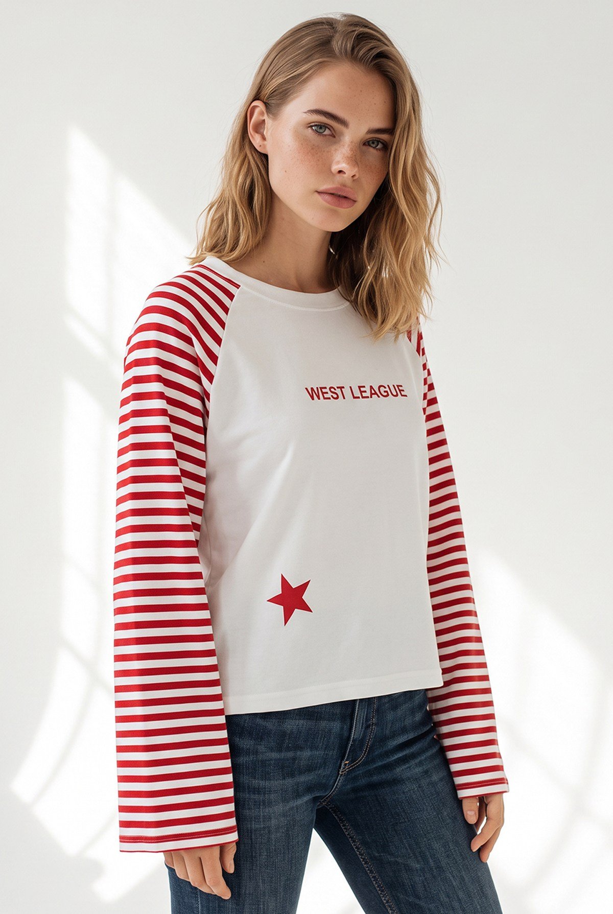 Reglan Kol Çizgi Detaylı Dökümlü Bluz Kırmızı
