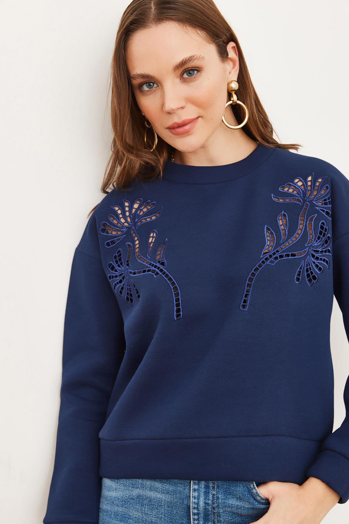 Roba Fisto Detaylı Şardonlu Sweatshirt Lacivert