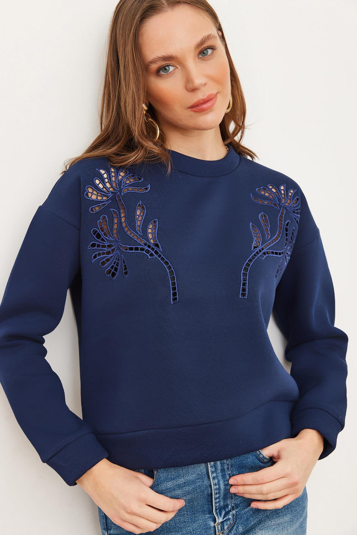 Roba Fisto Detaylı Şardonlu Sweatshirt Lacivert