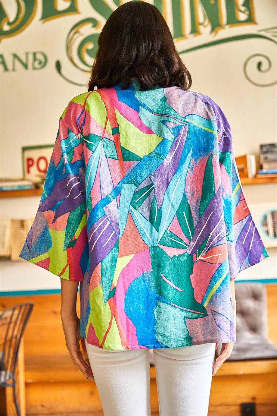 Salaş Dokuma Kimono Çok Renkli