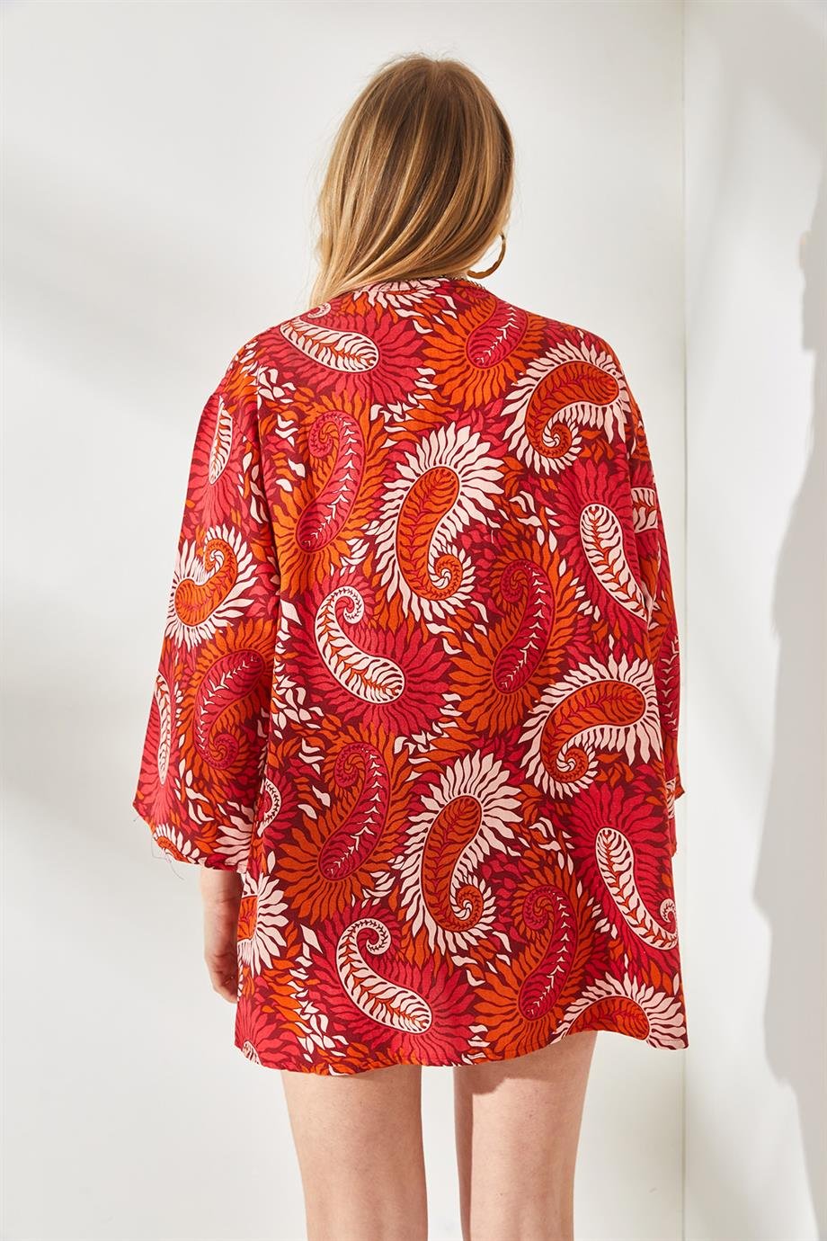 Salaş Dokuma Kimono Şal Mercan