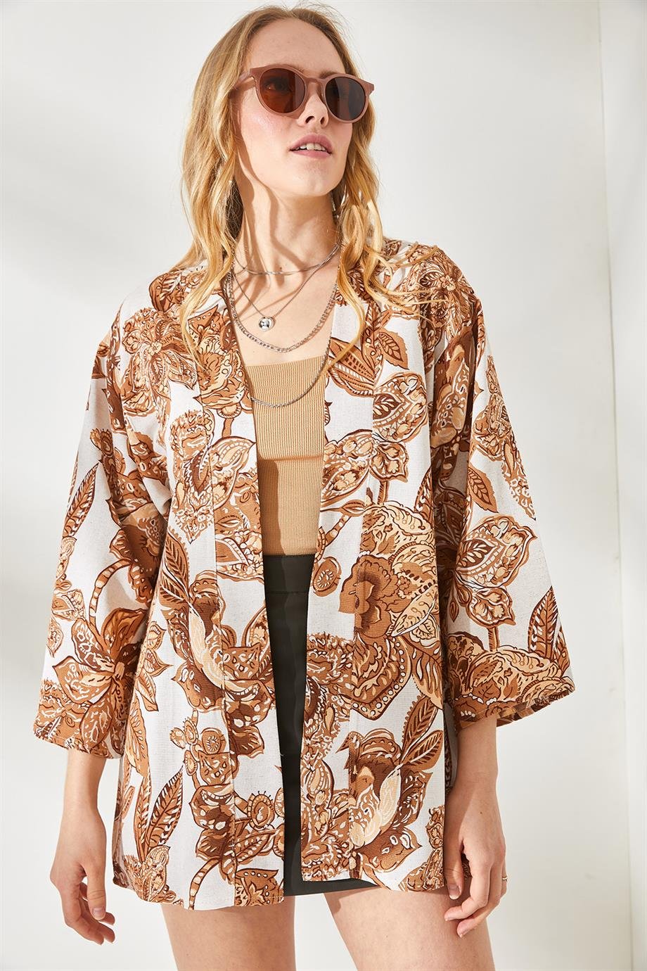 Salaş Dokuma Kimono Taba Taş