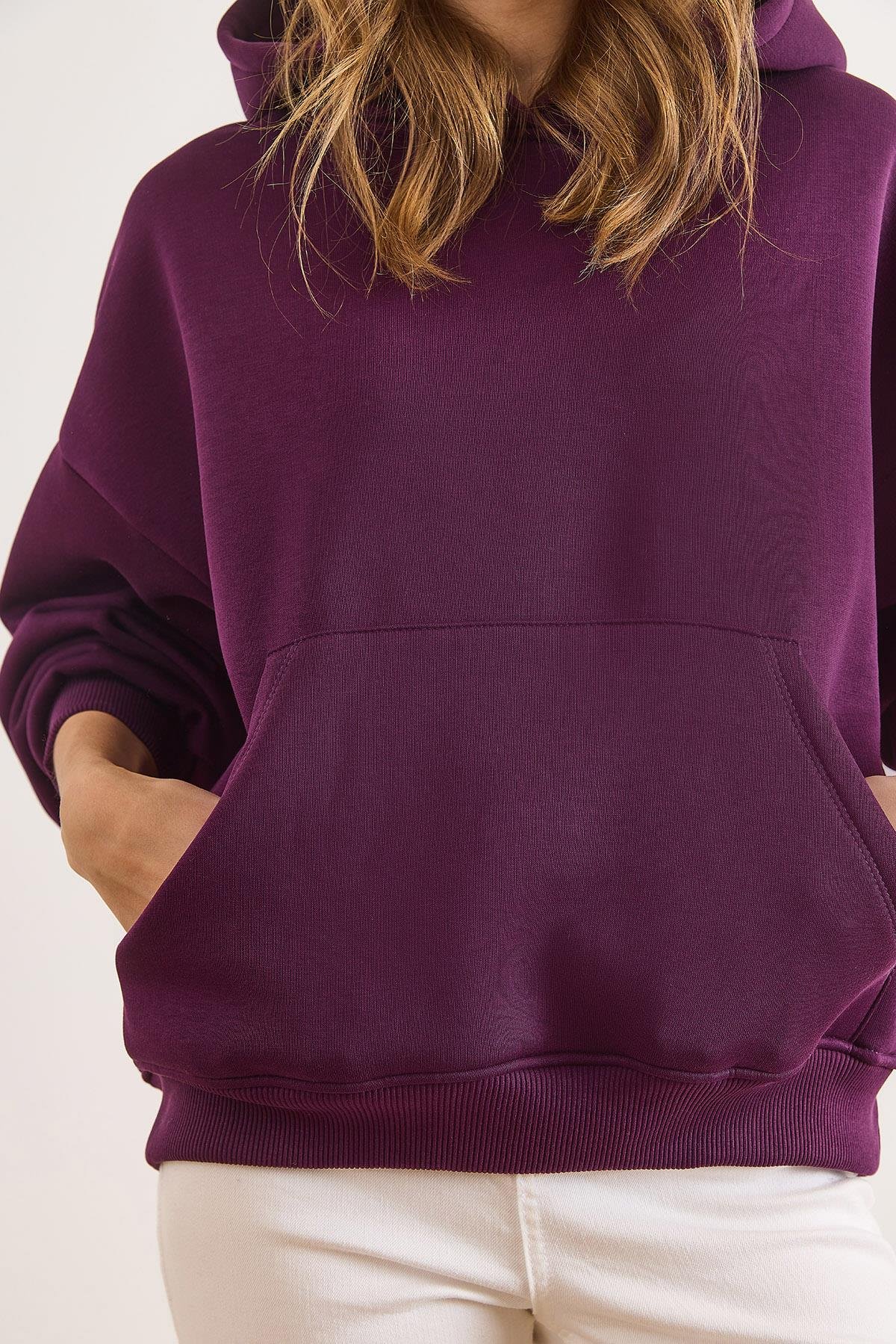 Sırt Culture Nakışlı Şardonlu Oversize Sweatshirt Mor