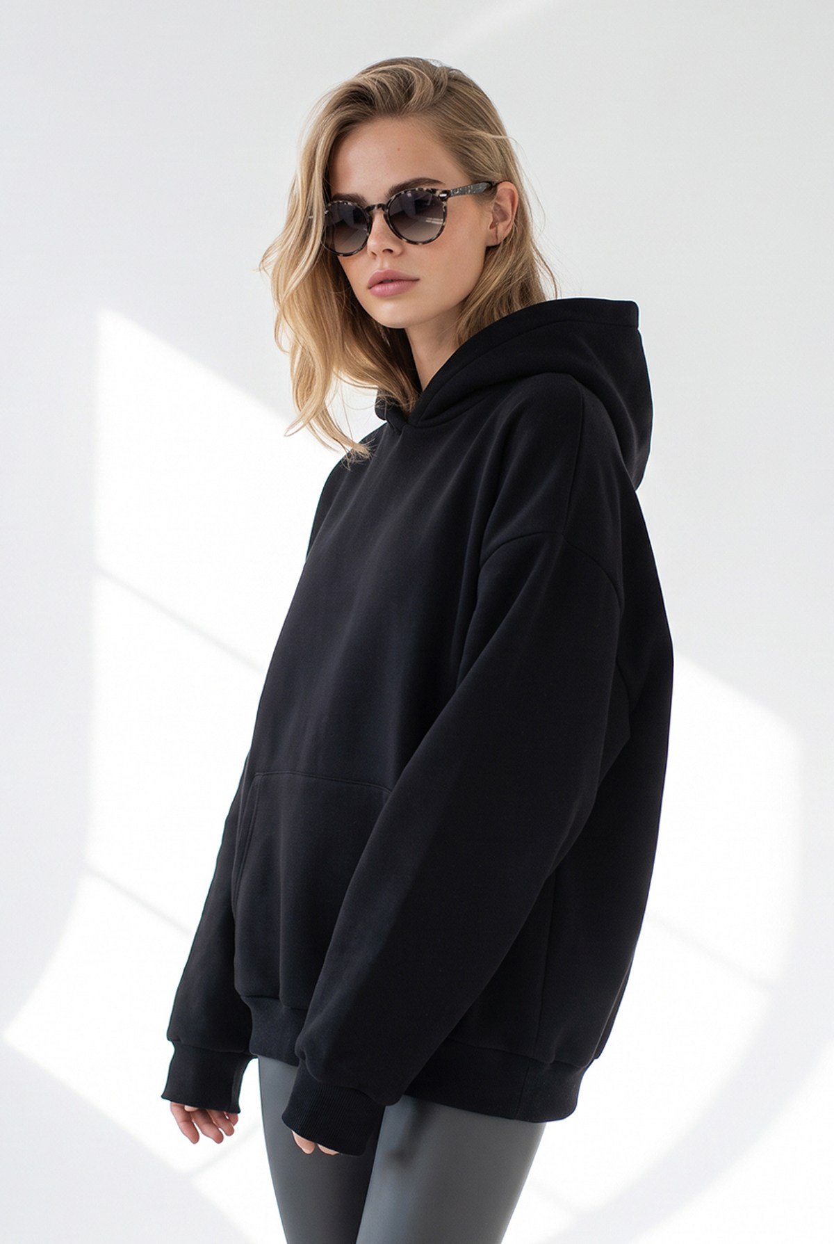 Sırtı Taş Kanat Detaylı Oversize Sweatshirt Siyah
