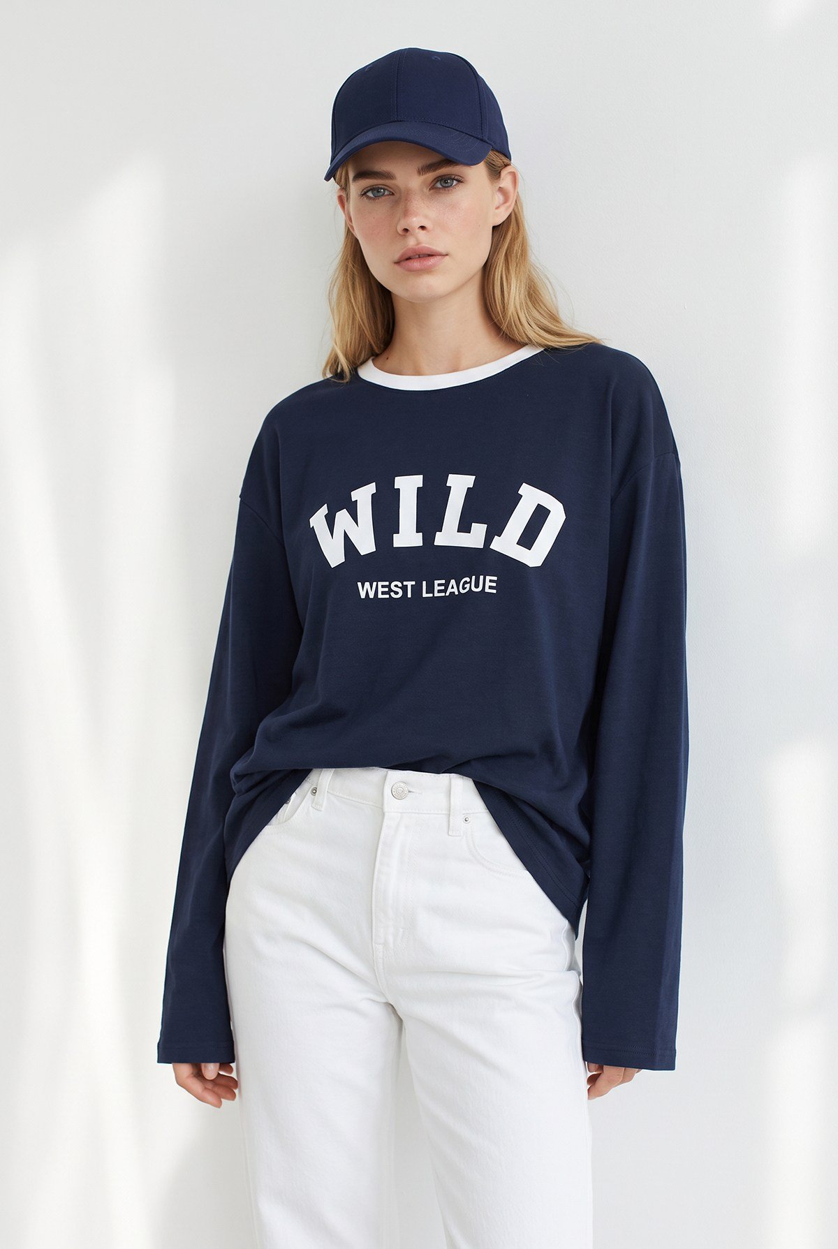 Yaka Detaylı Wild Dökümlü Bluz Lacivert