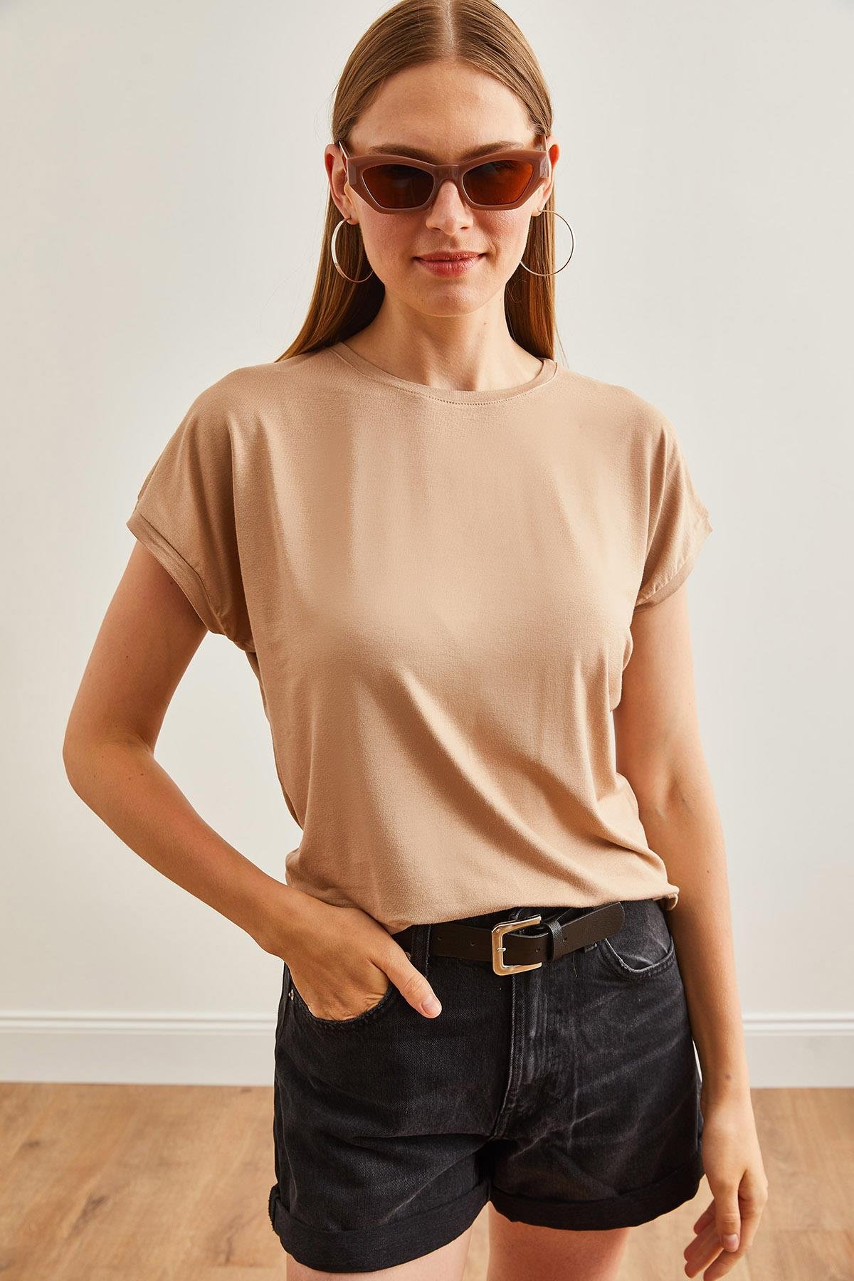 Yarasa Örme Viscon Bluz Camel