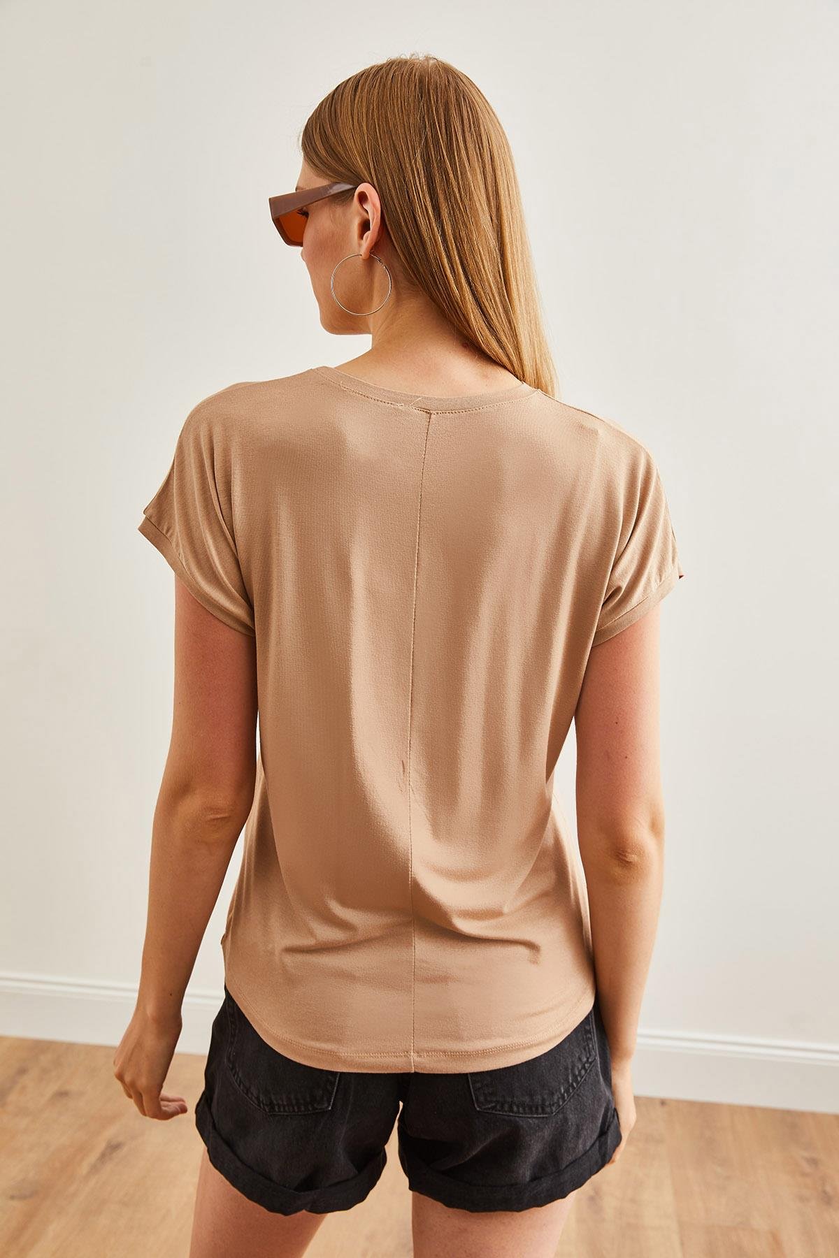 Yarasa Örme Viscon Bluz Camel
