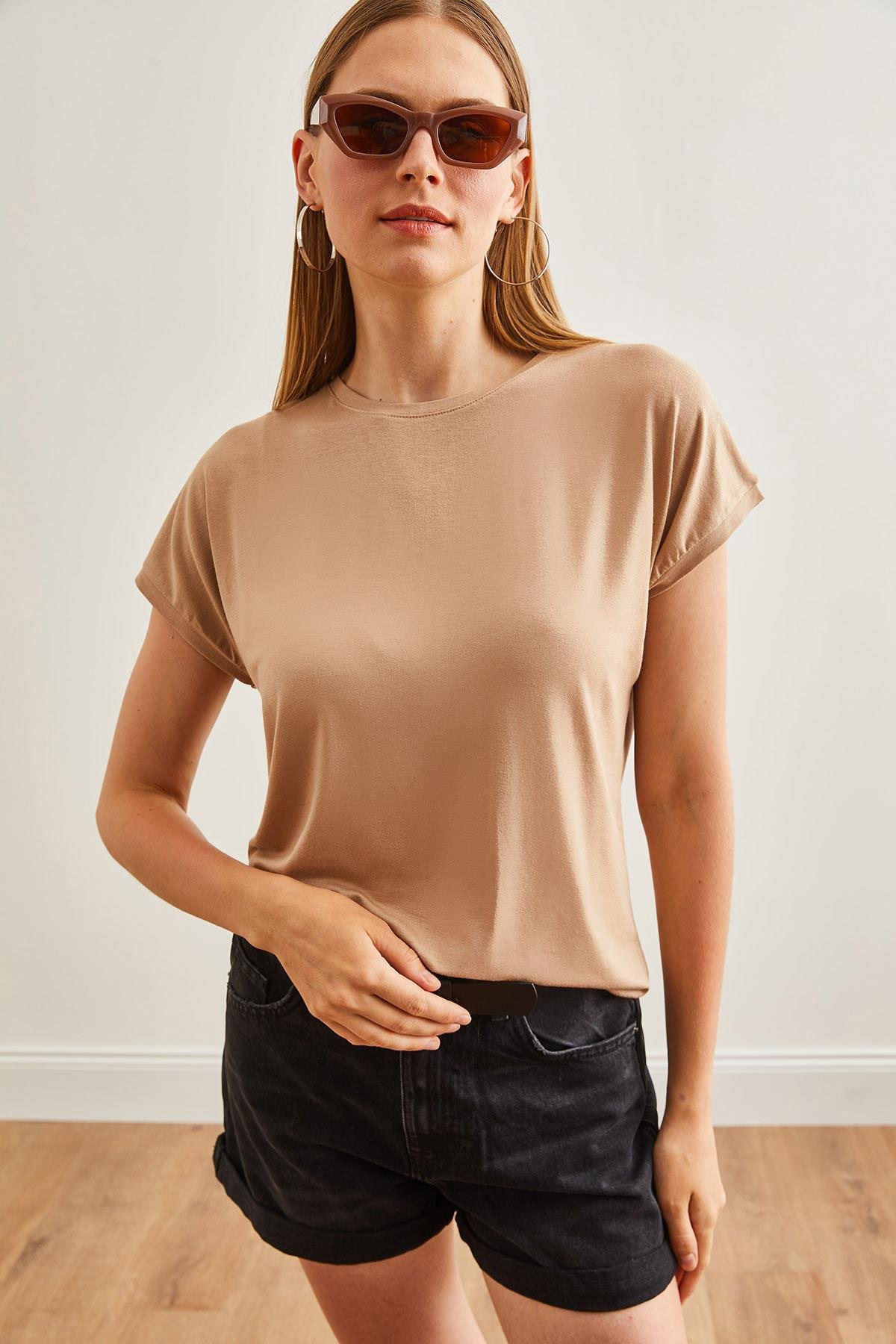 Yarasa Örme Viscon Bluz Camel