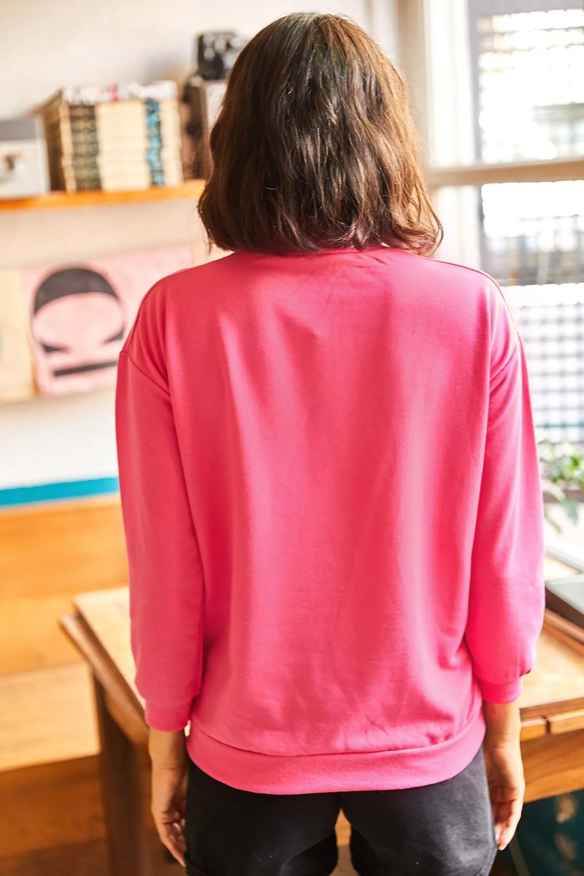 Yarım Balıkçı Oversize Sweatshirt Fuşya