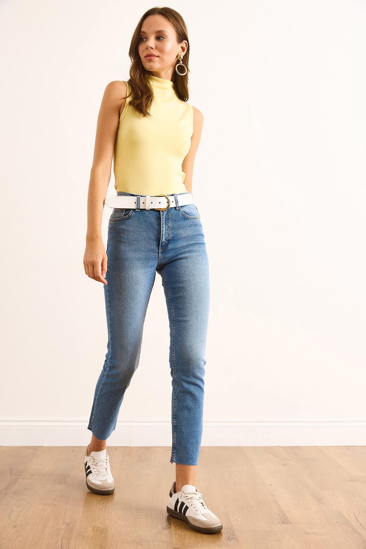 Yüksek Bel Skinny Jean Orta Mavi