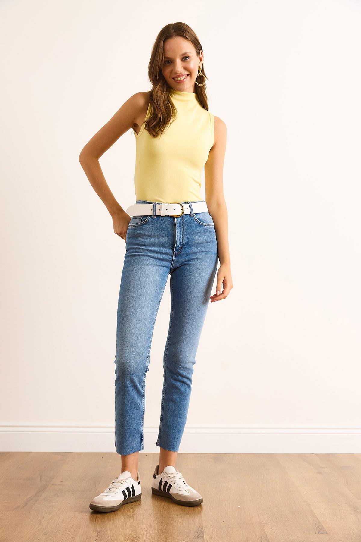 Yüksek Bel Skinny Jean Orta Mavi