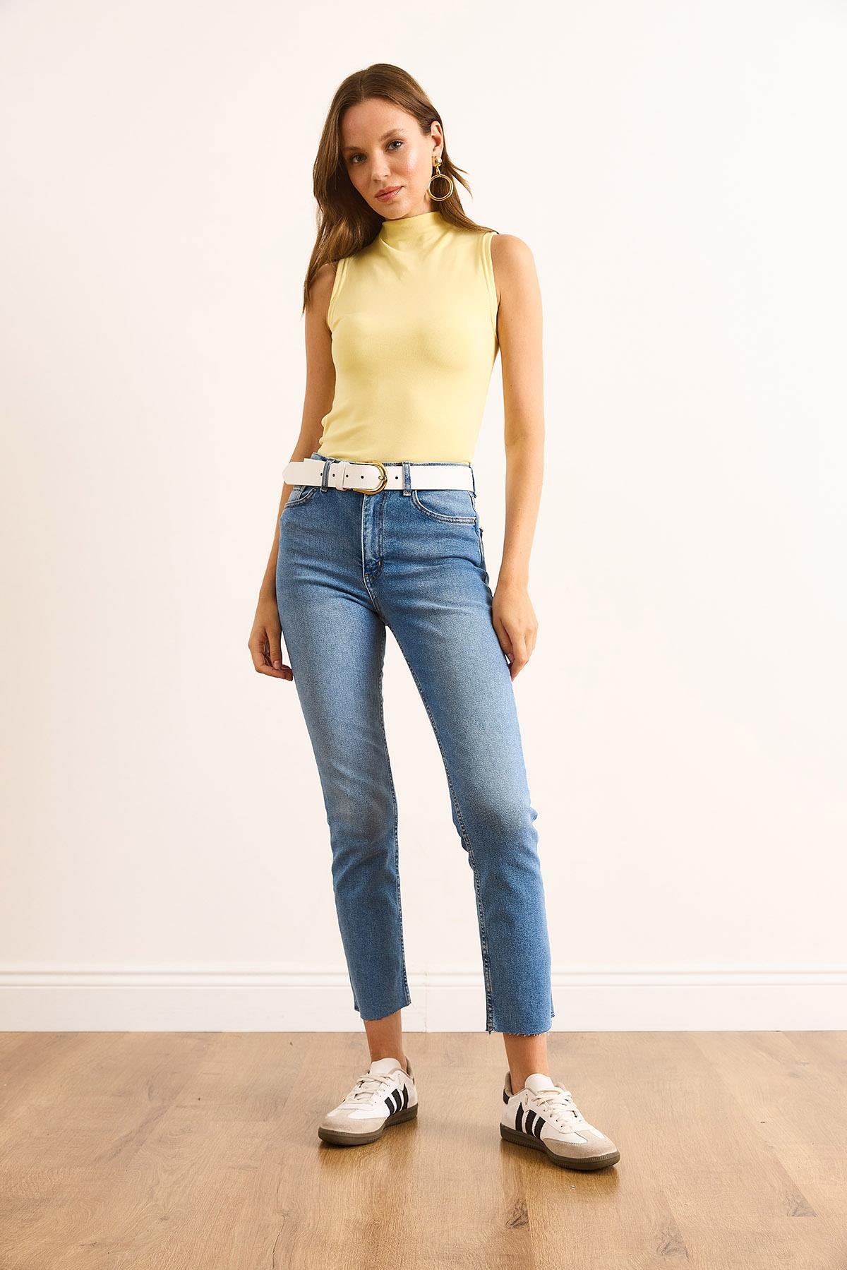 Yüksek Bel Skinny Jean Orta Mavi