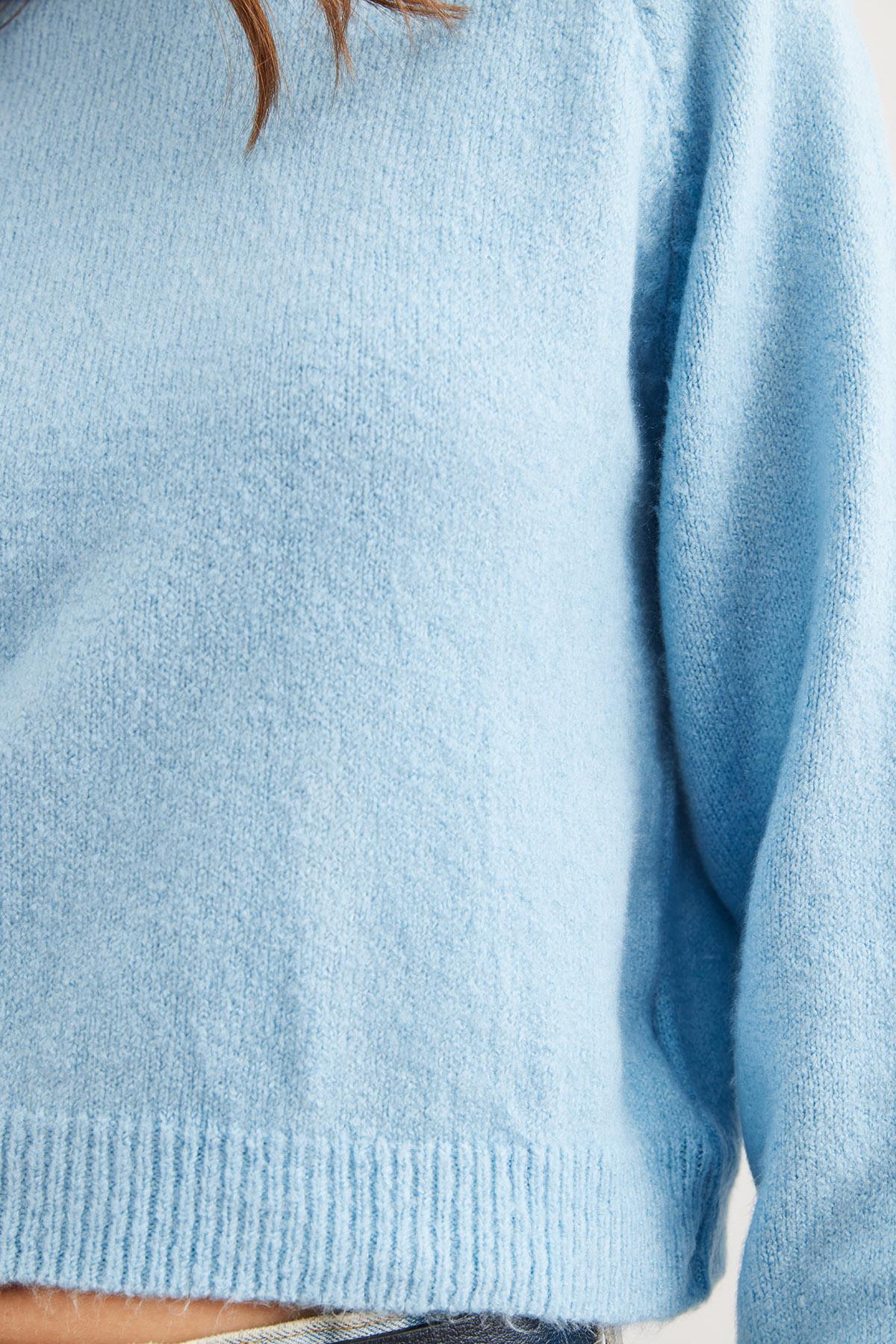 Yumuşak Dokulu Basic Crop Kazak Bebe Mavi
