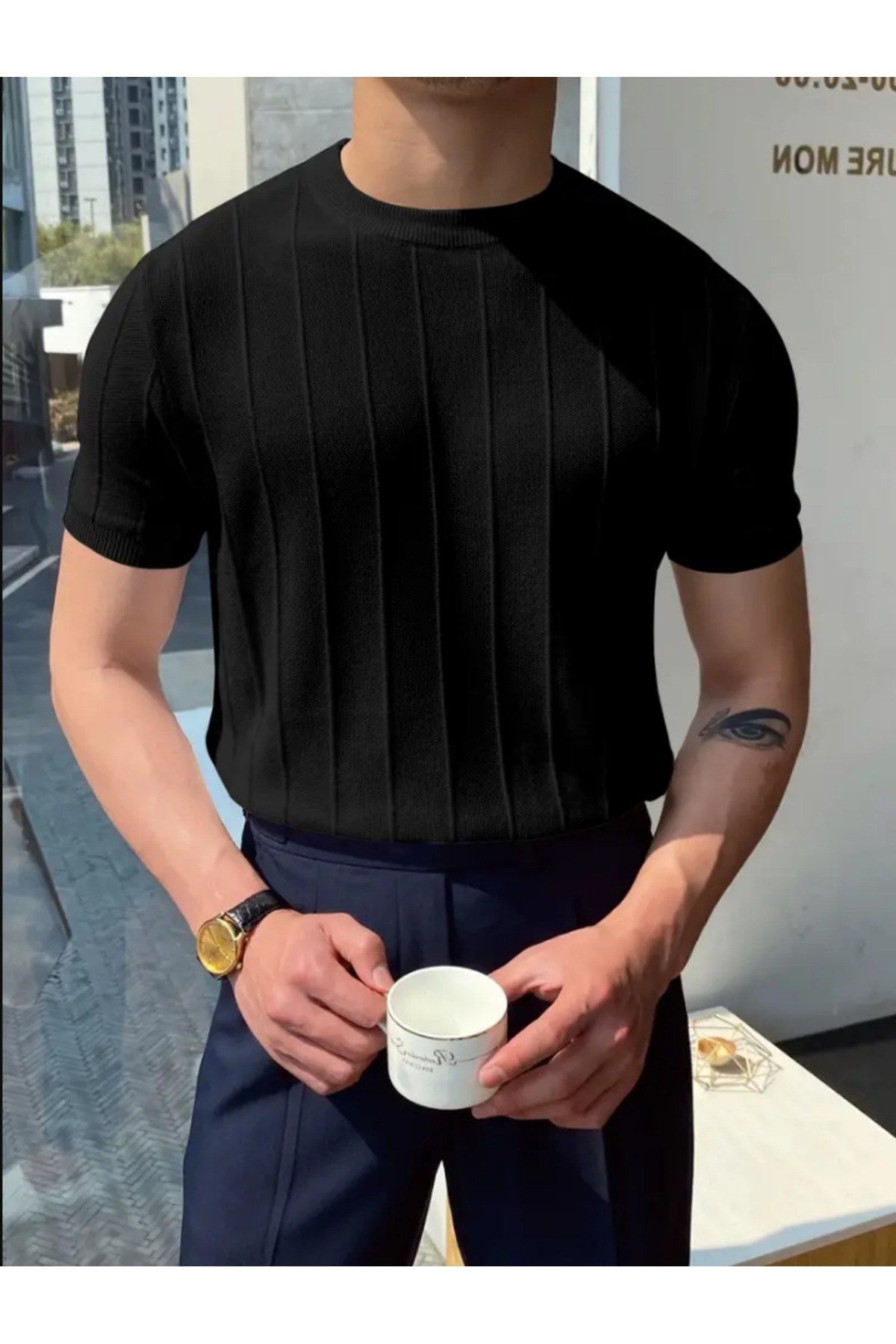 COOL TARZT-shirtTRZ2252001-M4-R21Erkek Slim Fit Triko T-Shirt Premium Yazlık Old Money Basic Tişört