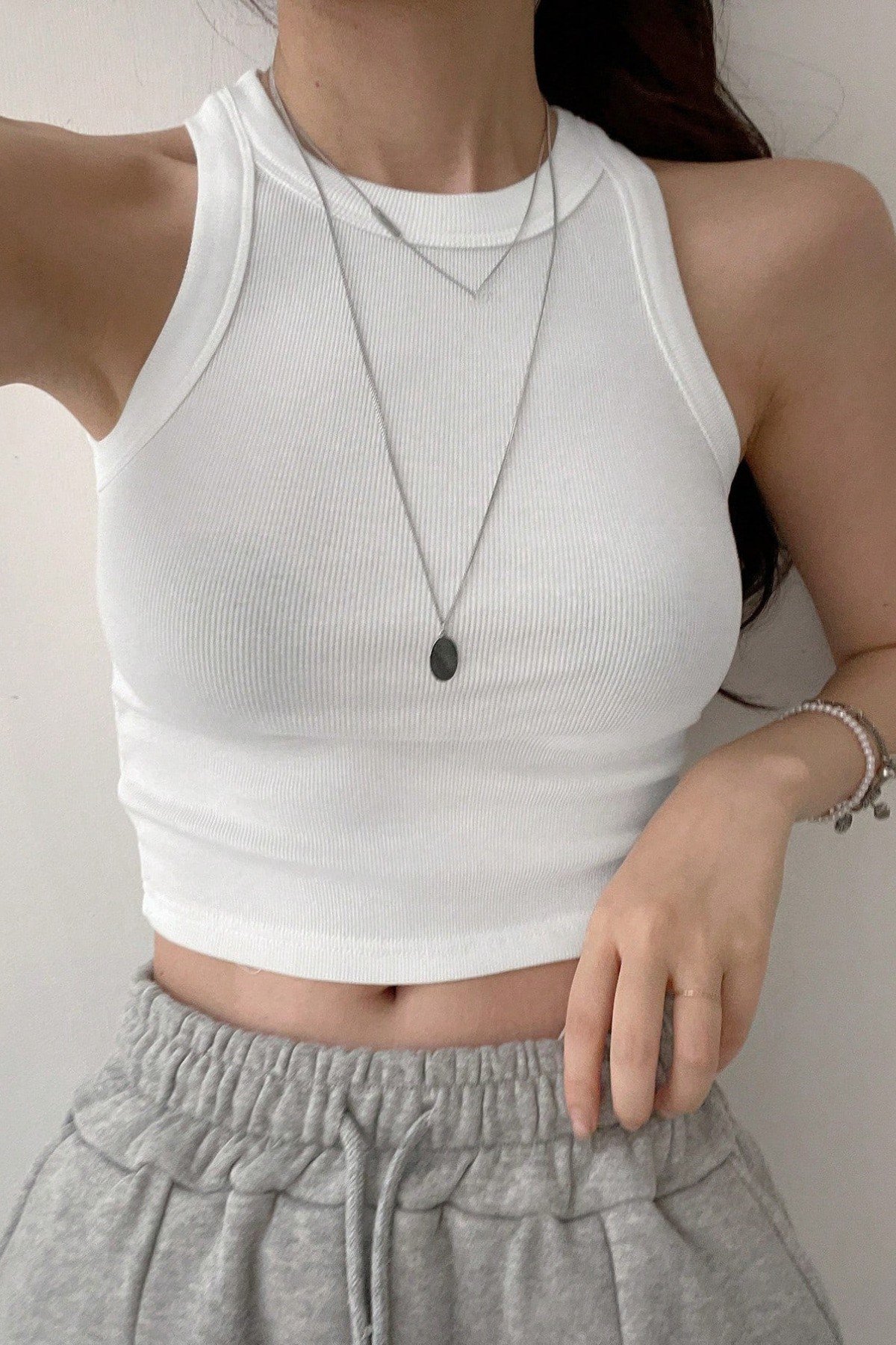 Tarz CoolCropACRP025R01Kadın Kaşkorse Geniş Askılı Fitilli Crop Atlet