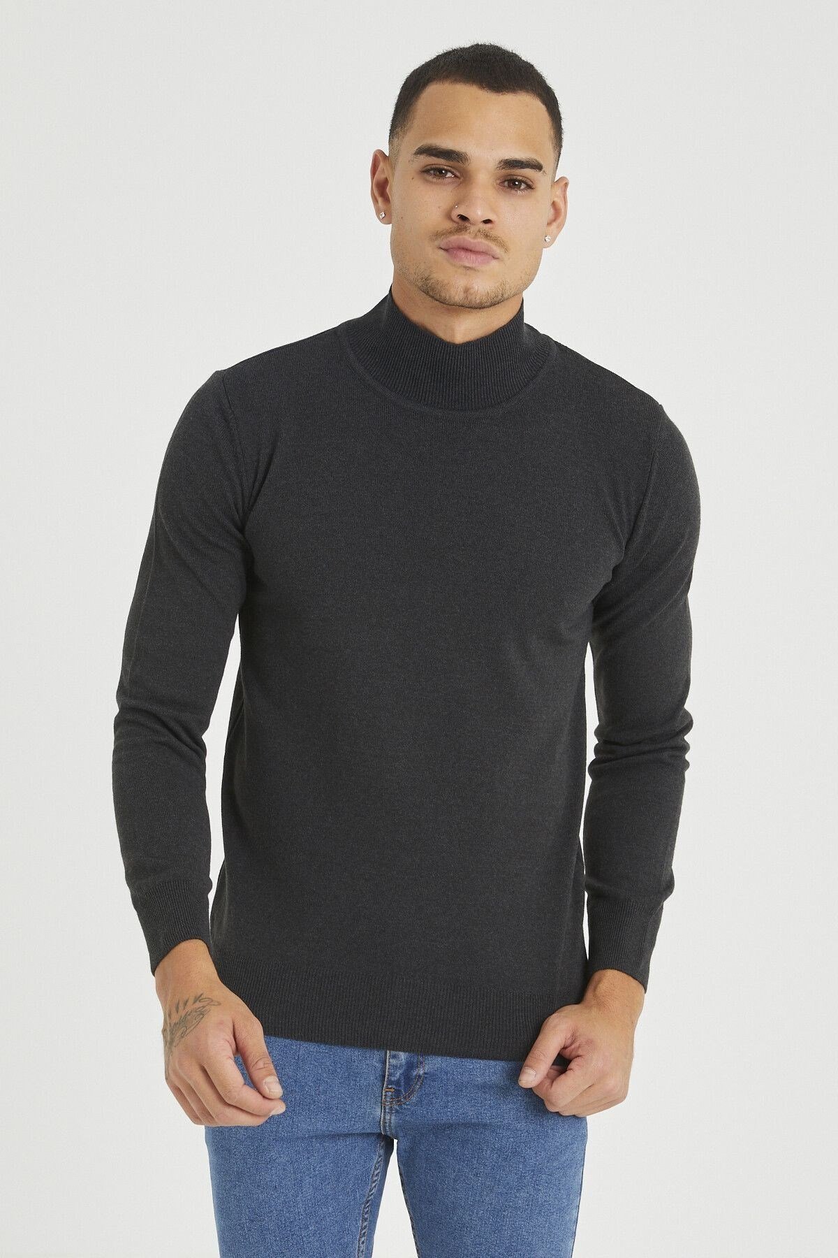 Tarz CoolKazakTRZ1633R05Erkek Slim Fit Yarım Balıkçı Yaka Akrilik-Pamuk Karışımlı Basic Triko Kazak