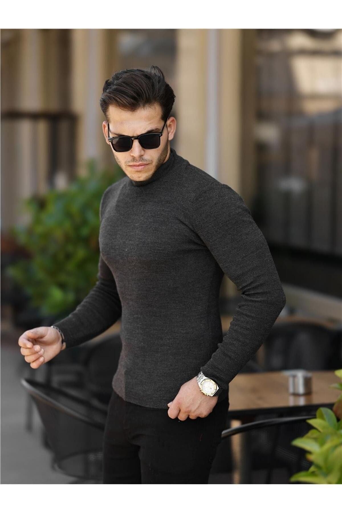 Tarz CoolKazakTRZ19158-M4-R9Erkek Slim Fit Yarım Balıkçı Fitilli Triko Kazak