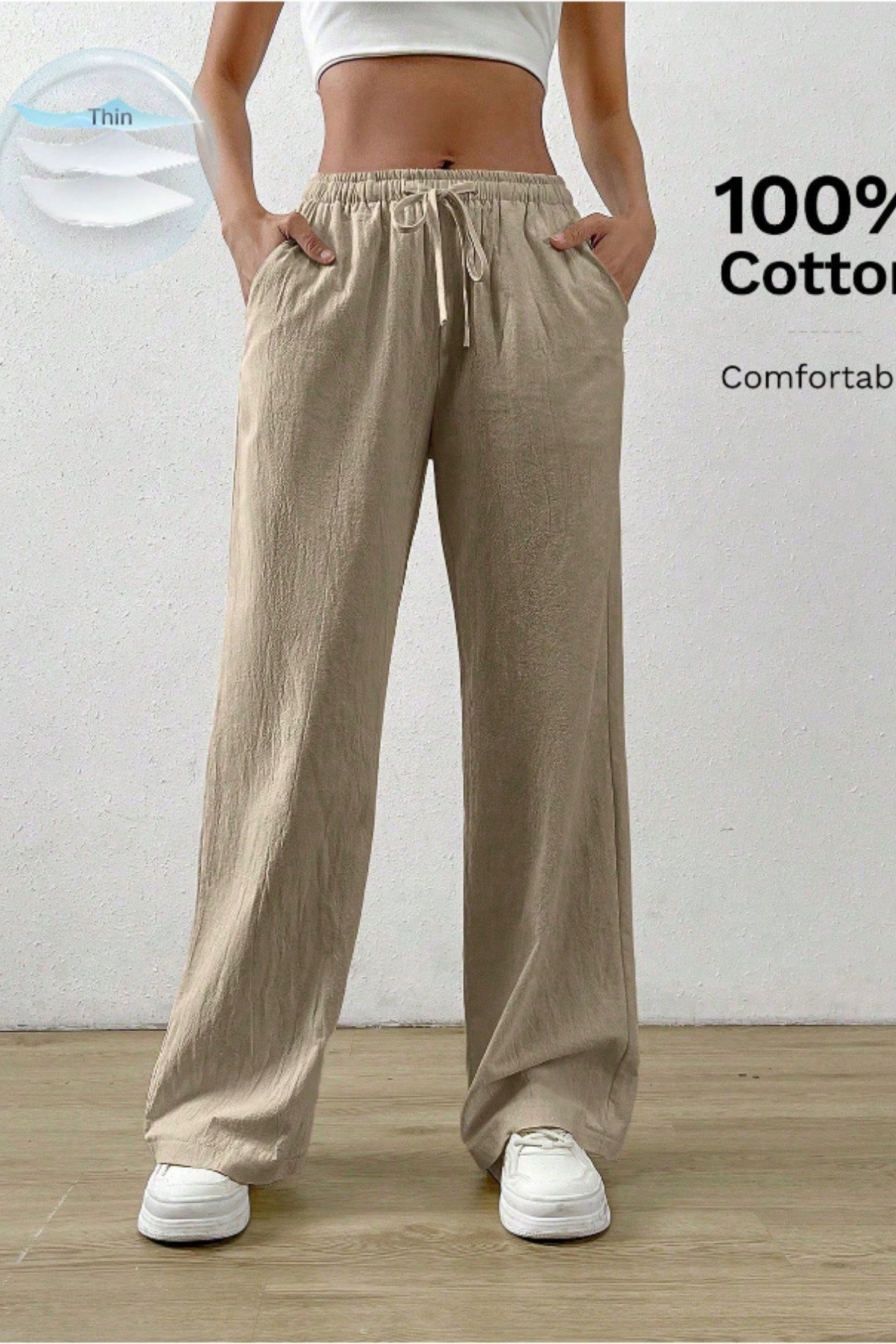 Tarz CoolPantolonKMSLPNT0125R05Bol Paça Müslin Kadın Pantolon