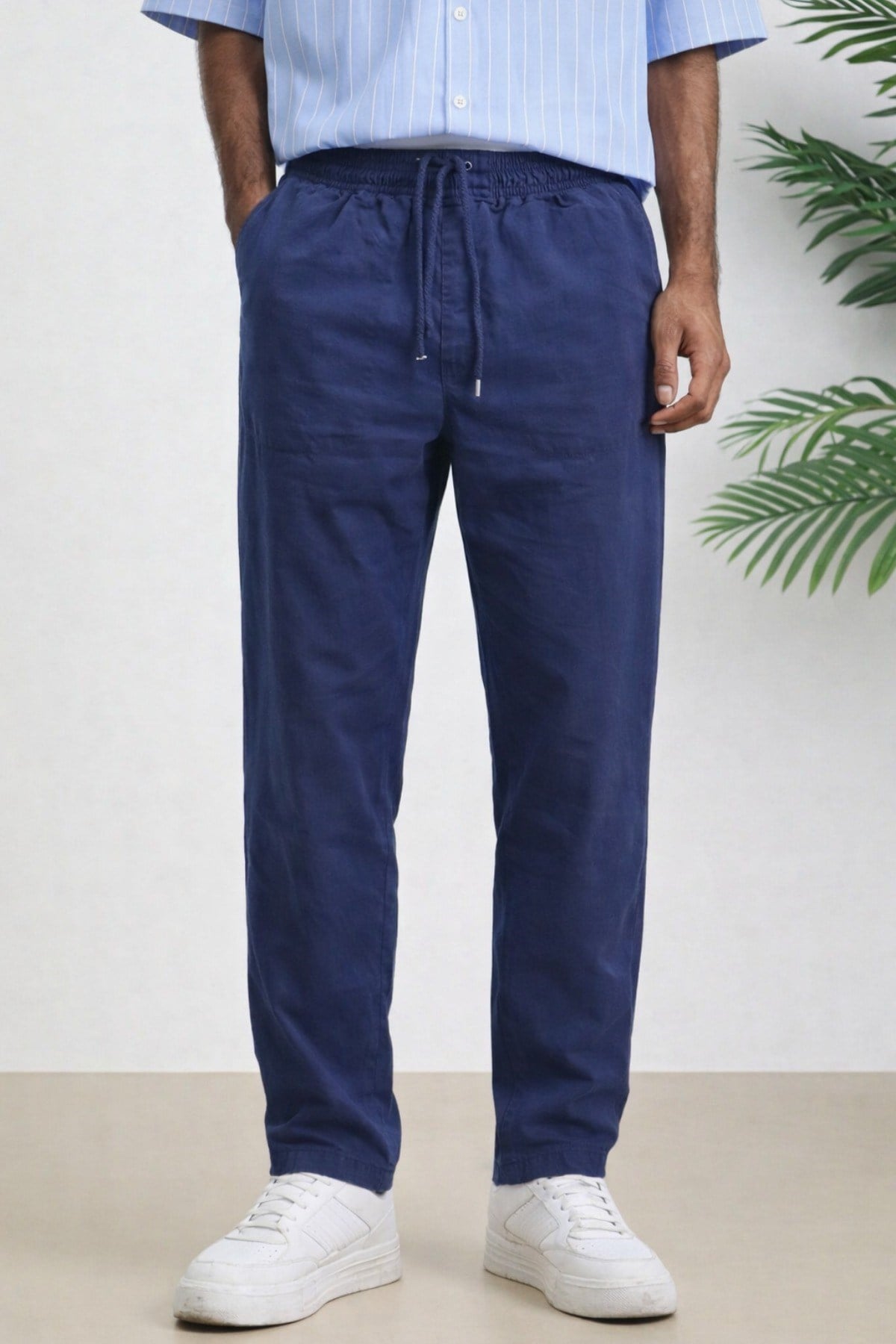 Tarz CoolPantolonTCRPEPNT-026-Lacivert-2XLErkek Yazlık Keten Karışımı Relaxed Pantolon