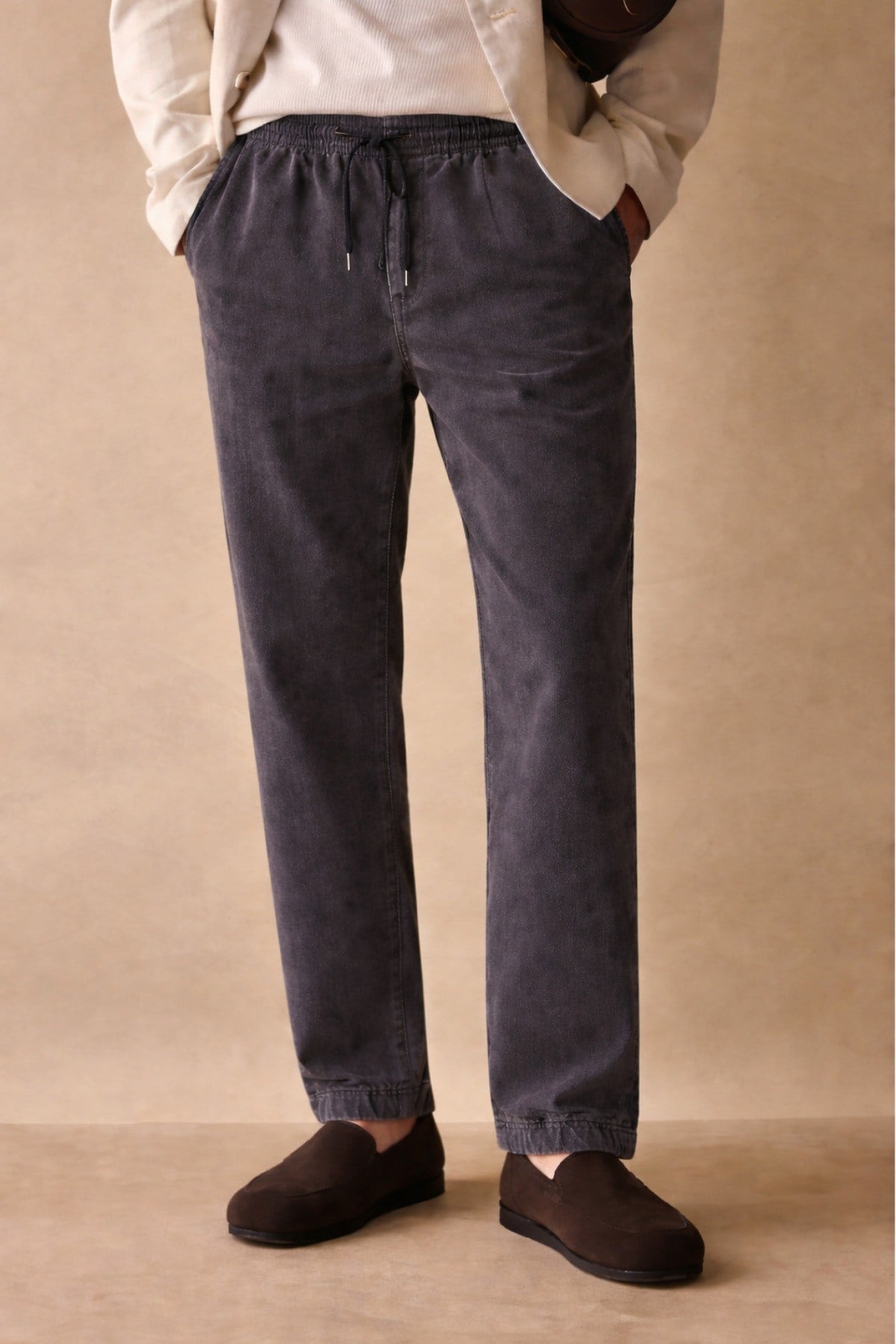 Tarz CoolPantolonTCRPEPNT-027-Füme-MFüme Renk Erkek Yazlık Keten Karışımı Relaxed Pantolon