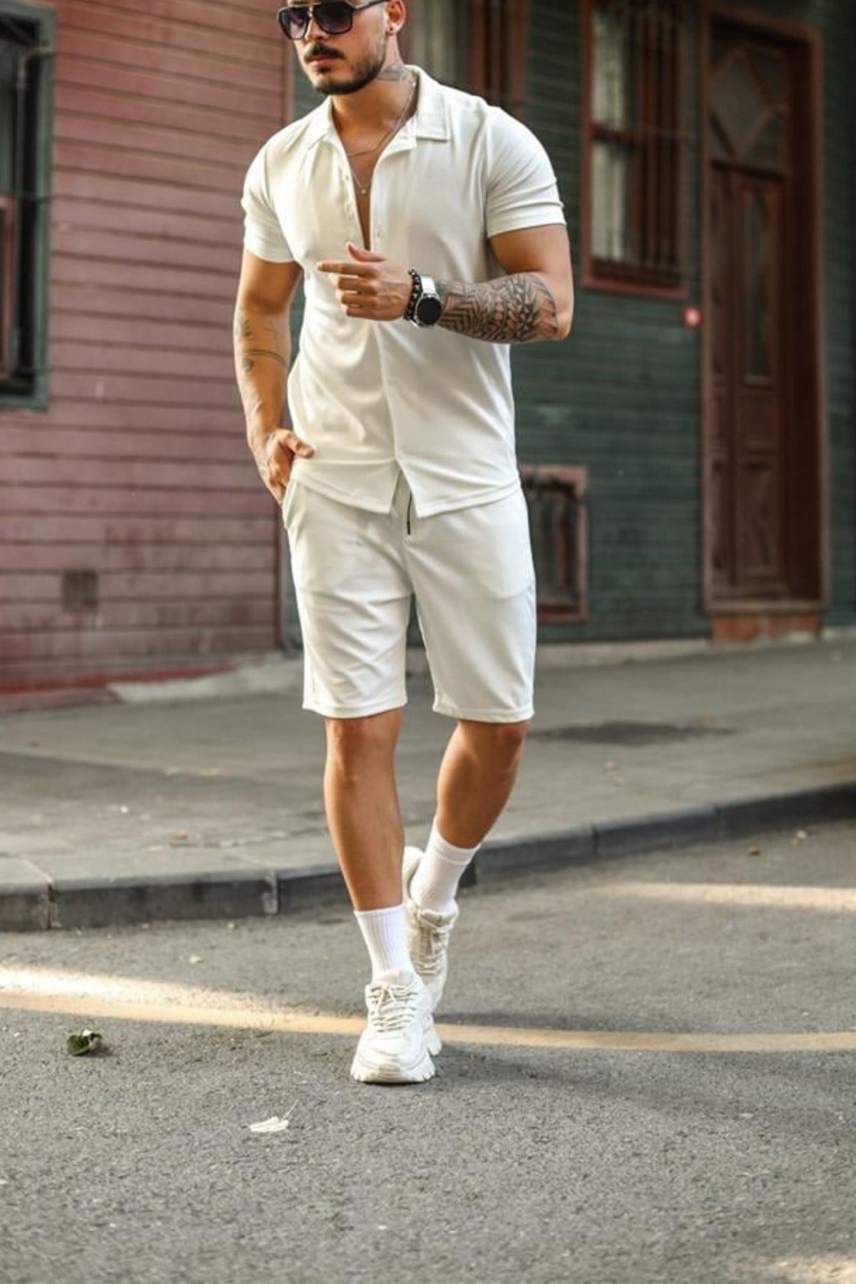 Tarz CoolŞort&BermudaGMLKALTSTKM01R01Erkek Slim Fit Alt Üst Şort Takım