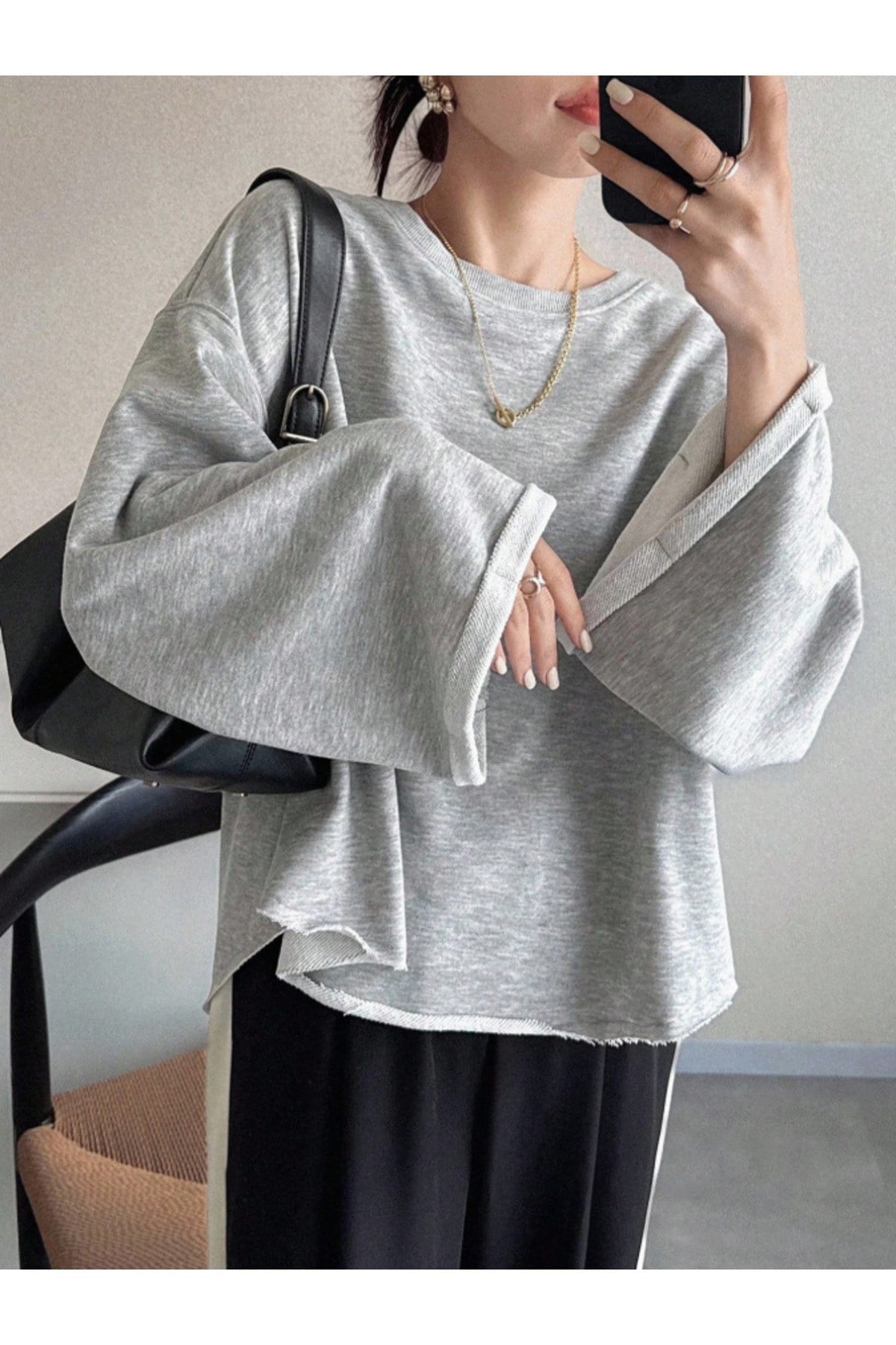 Tarz CoolSweatshirtTRZKDNSWEETR01Oversize Kesim Bisiklet Yaka Uzun Kollu Sweatshirt