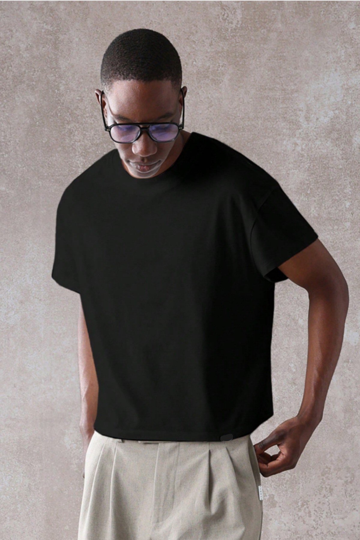 Tarz CoolT-shirtCRPERK029R01Erkek Bisiklet Yaka Kısa Kollu T-Shirt