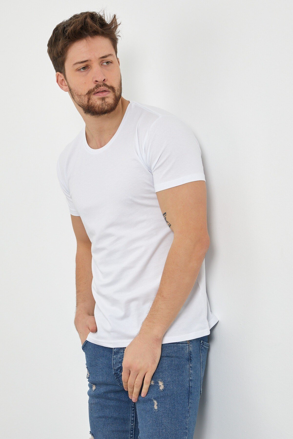 Tarz CoolT-shirtDZTSRTR07Erkek Düz Slim Fit Likralı T-shirt