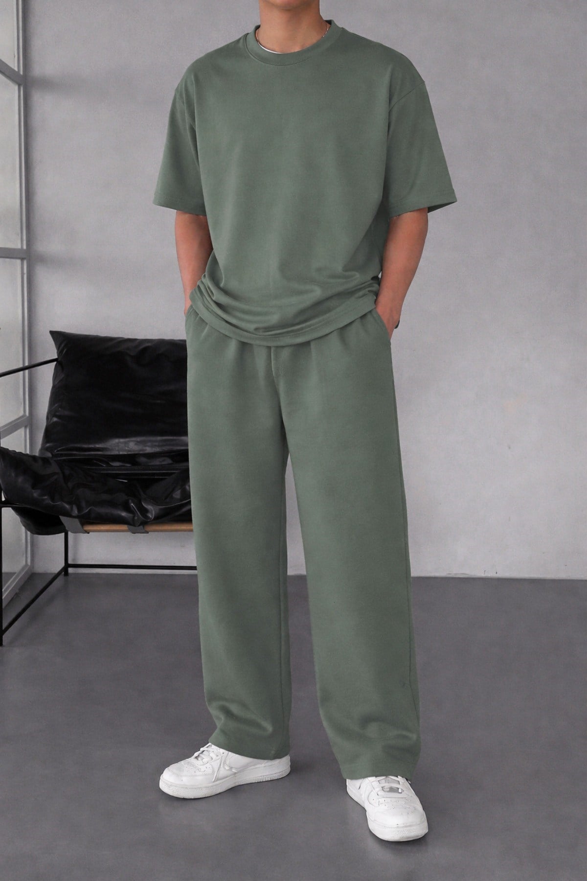 Tarz CoolT-shirtTC-EST-2406-HK-XLErkek Oversize T-Shirt Eşofman Takımı Rahat Kesim Basic Kombin