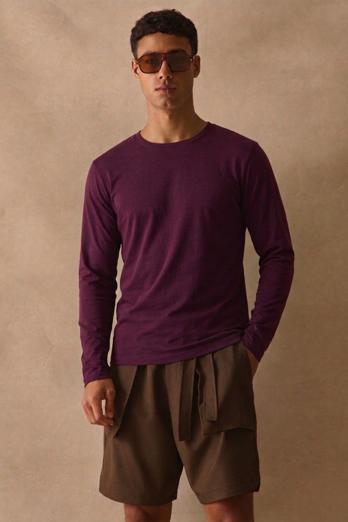 Tarz CoolT-shirtTC-ULS-2601-Bordo-LErkek Uzun Kollu Bisiklet Yaka Oyşo Kumaş Regular Fit Tişört