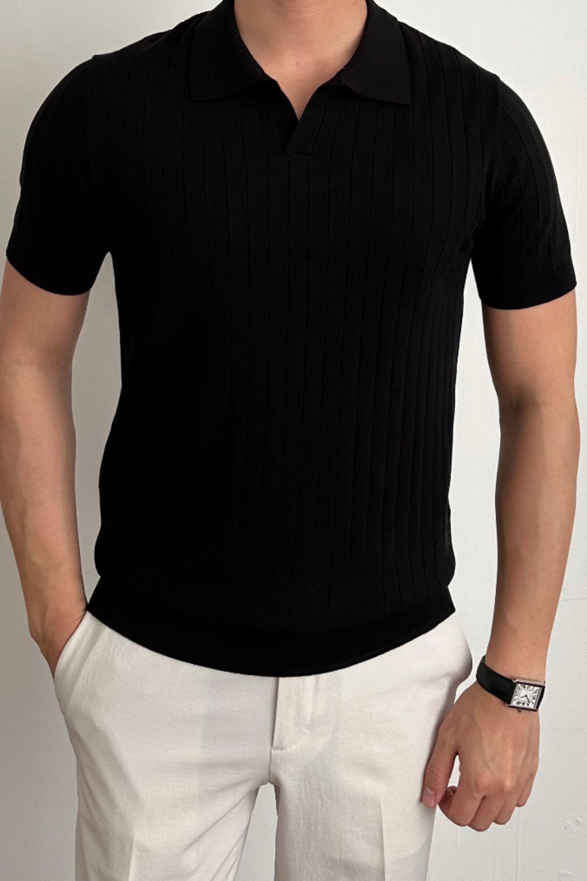 Tarz CoolT-shirtTRZ29169R01Erkek Slim Fit Fitilli Polo Yaka Triko T-Shirt