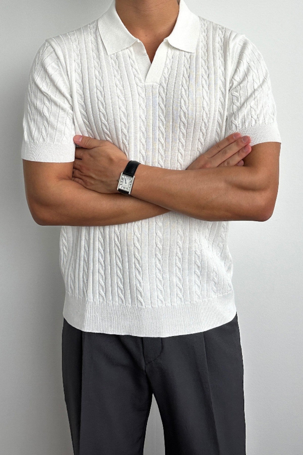 Tarz CoolT-shirtTRZ30125R02Erkek Fitilli Polo Yaka Triko T-Shirt