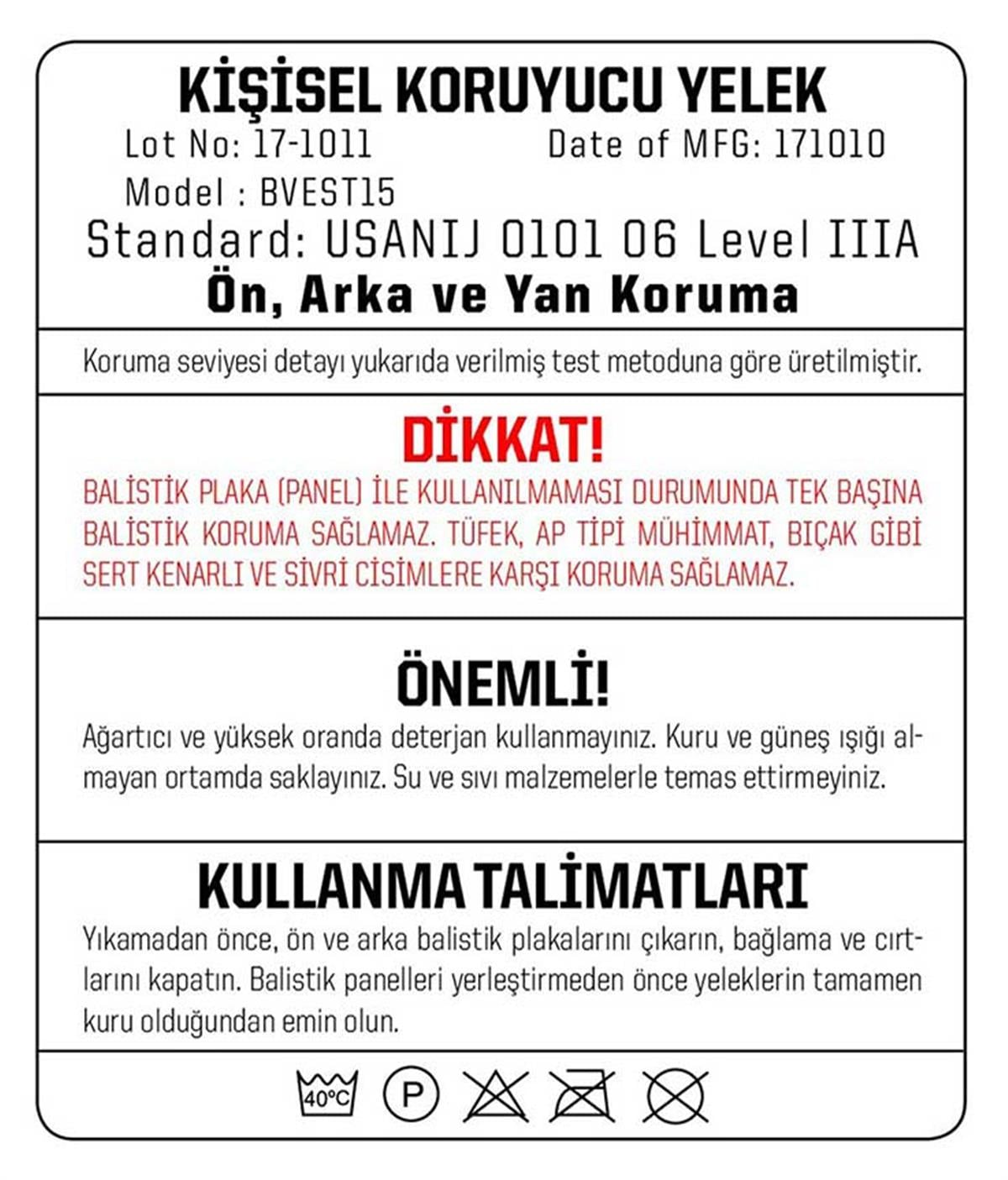 YDS BALİSTİK YELEK - BVEST15 -HAKİ