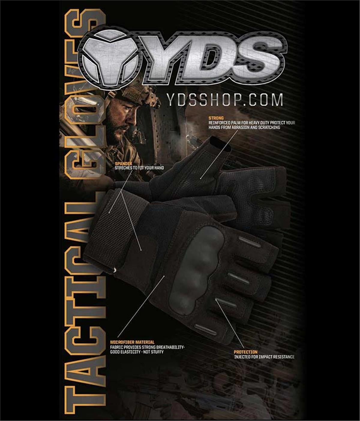 YDS TACTICAL FINGERLESS ELDİVEN -SİYAH
