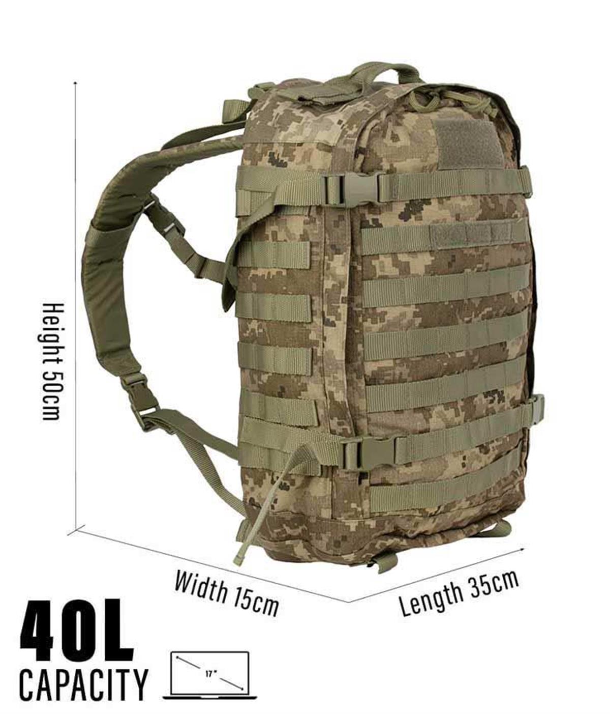 YDS TACTICAL OUTDOOR SIRT ÇANTASI (40L) -KAMUFLAJLI