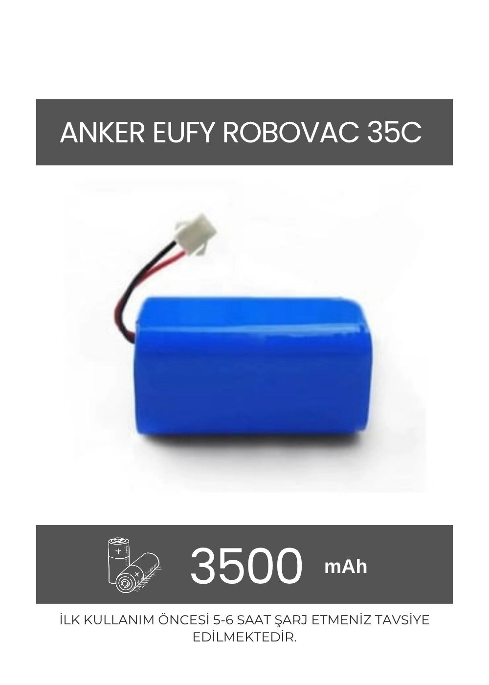 Anker Eufy Robovac 35C Robot Süpürge Uyumlu 3500 mAh Batarya - Muadil Ürün