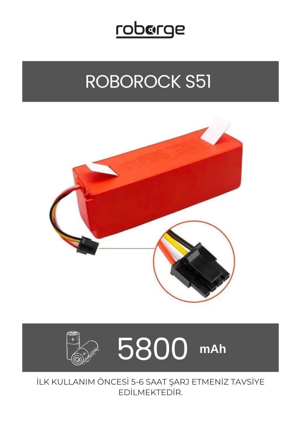 Roborock S51 Robot Süpürge Uyumlu Batarya 5800 mAh - Muadil Ürün