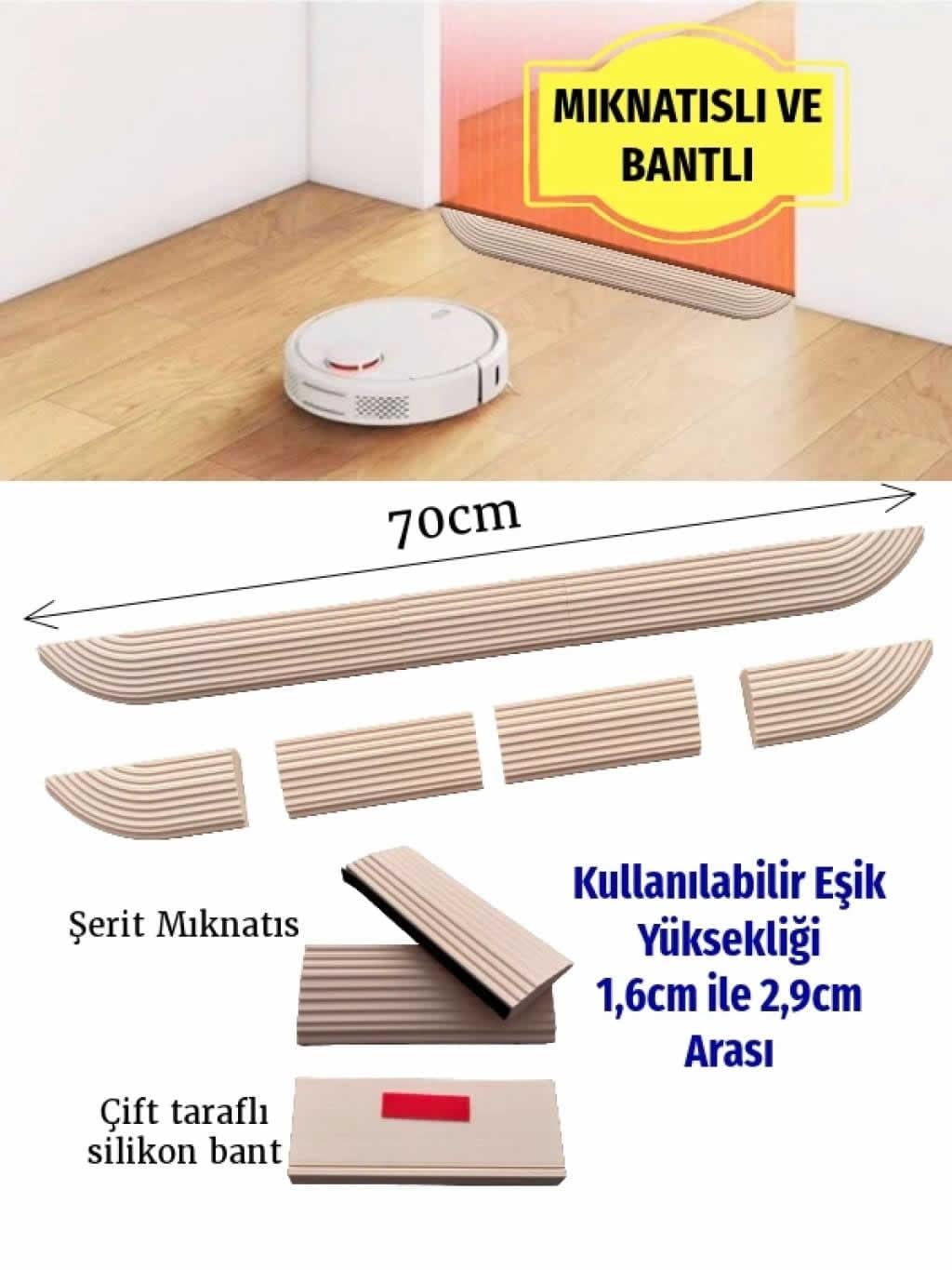Robot Süpürge Kapı Eşik Rampası 1,6cm - Krem