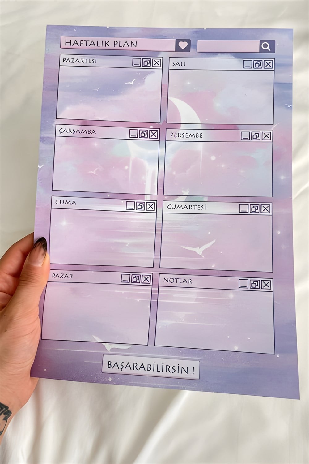 Aesthetic Purple A4 Haftalık Planlayıcı