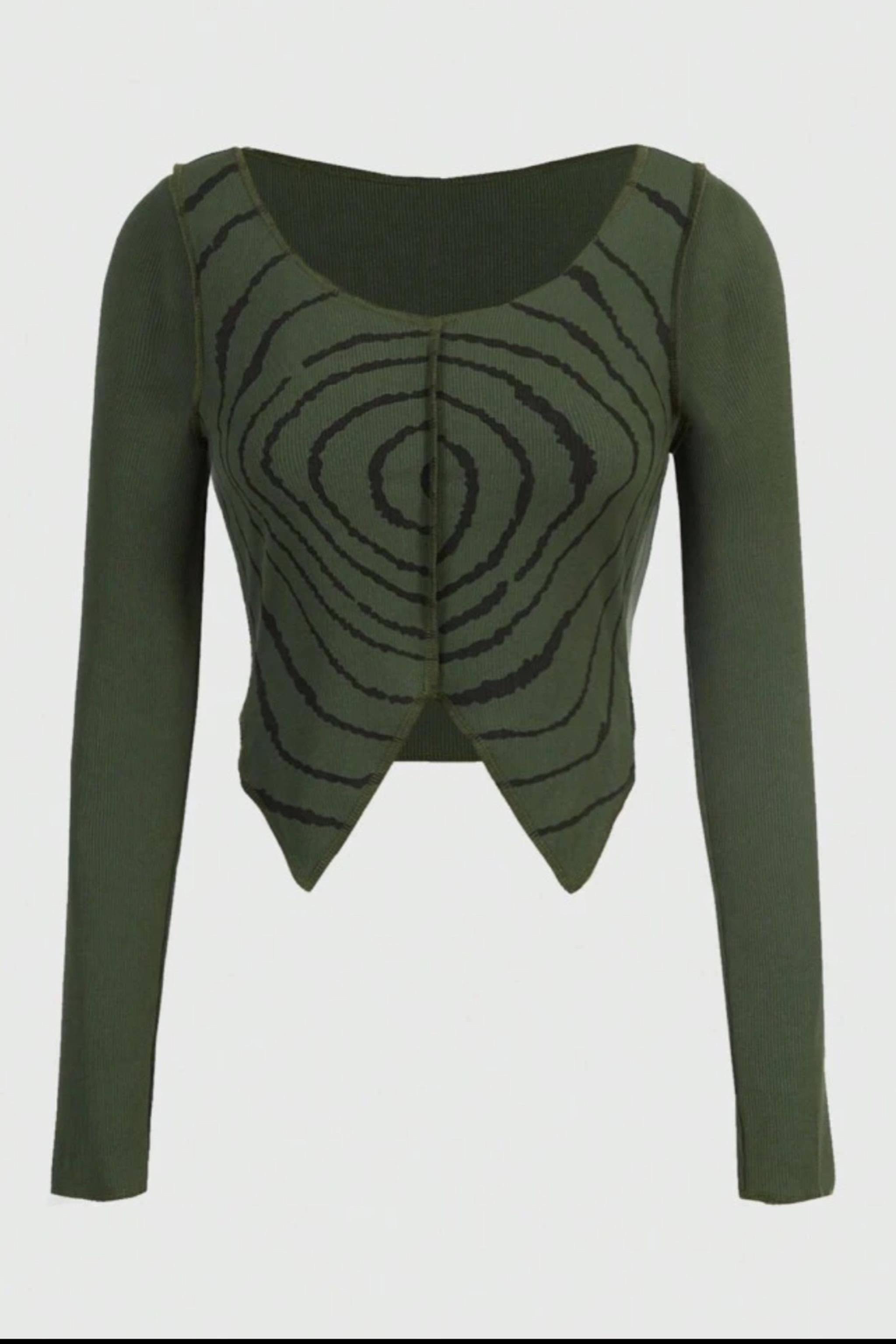 Asymmetrical Cut Green Blouse