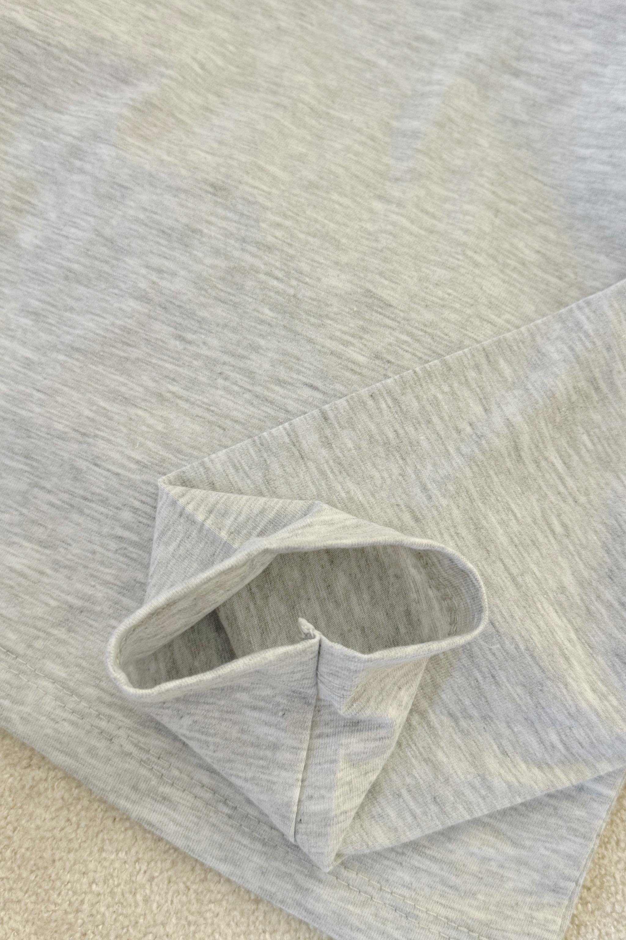 Basic Açık Gri Uzun Kol Tam Boy Bluz