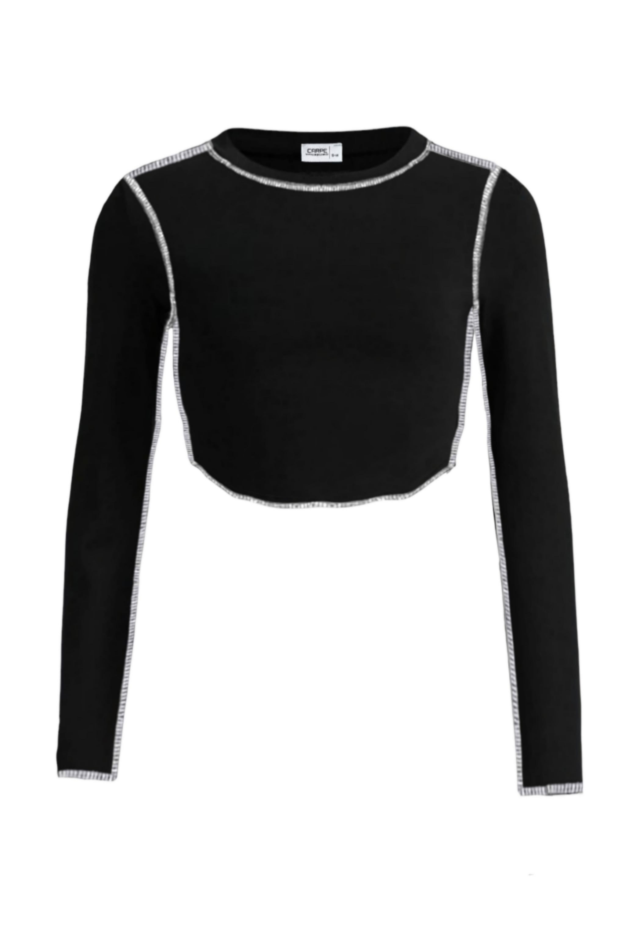Basic Siyah Ters Dikiş Crop